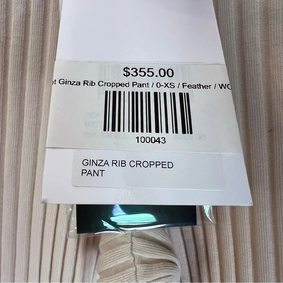 John Elliott Ginza Rib Cropped Pants Feather XS NWT Minimalist Neutral Chic - Picture 7 of 8